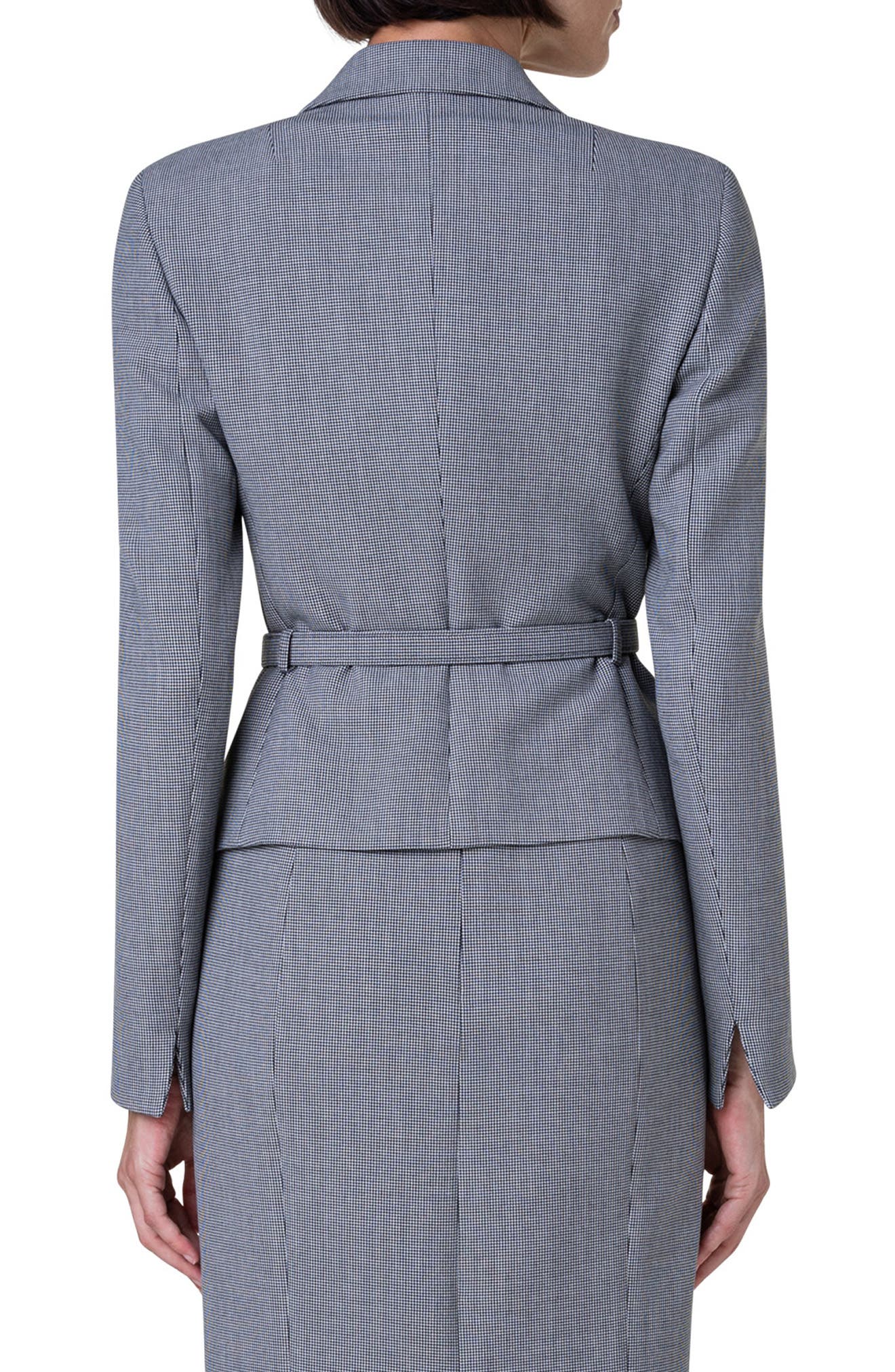 Micro Houndstooth Pebble Crepe Belted Jacket - image 2