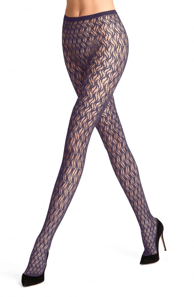 Falke Fluid Fusion Net Tights, Alternate, color, Wineberry