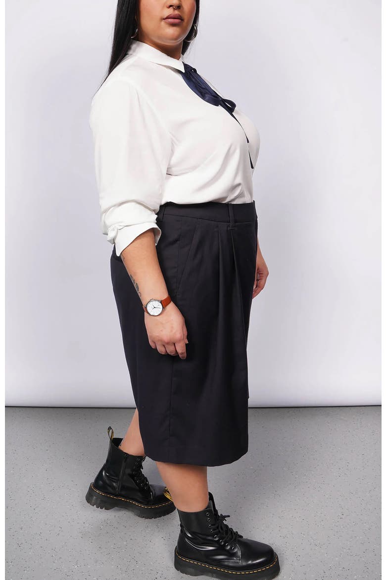 The Empower long Sleeve Bow Button Up, Alternate, color, WHITE/NAVY