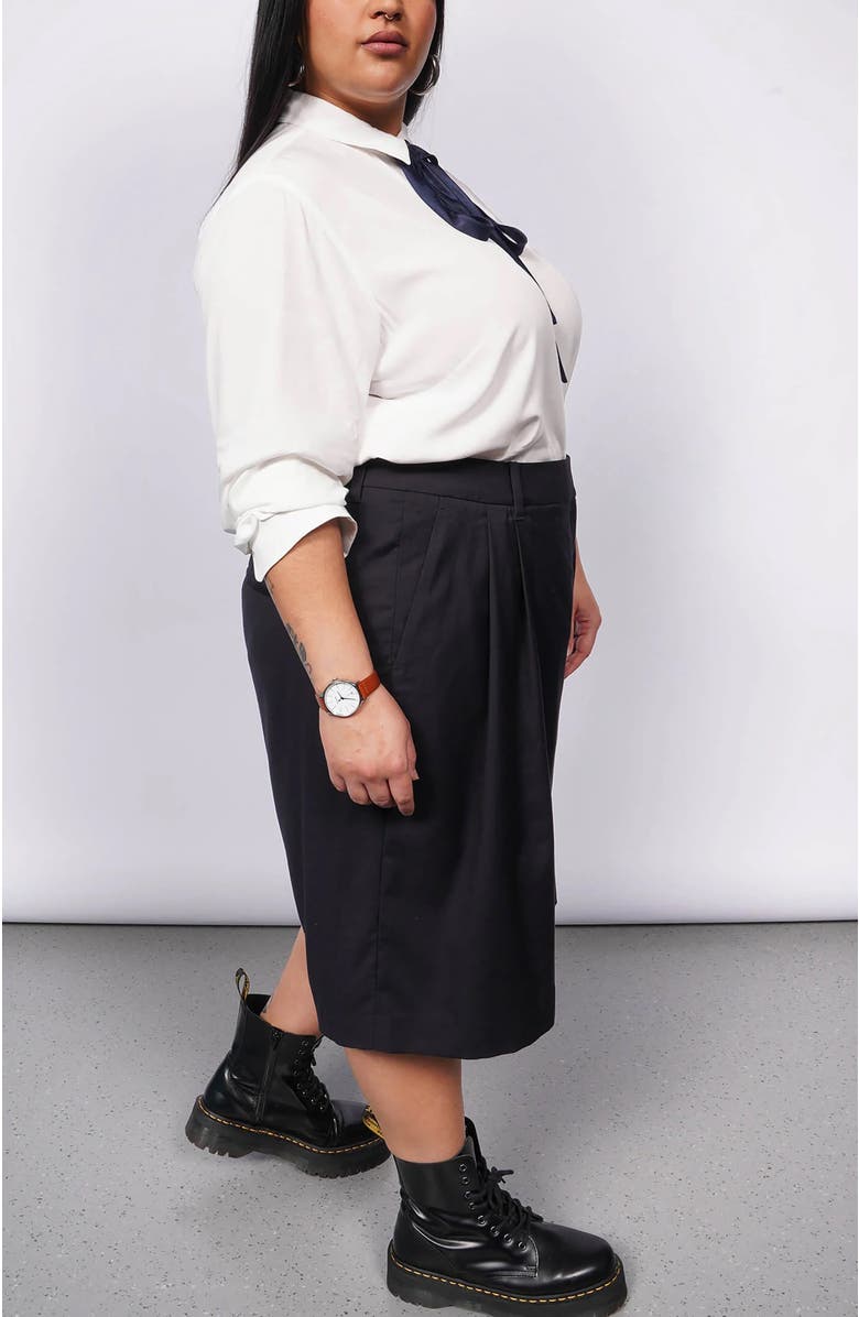 WILDFANG The Empower long Sleeve Bow Button Up, Alternate, color, White/Navy