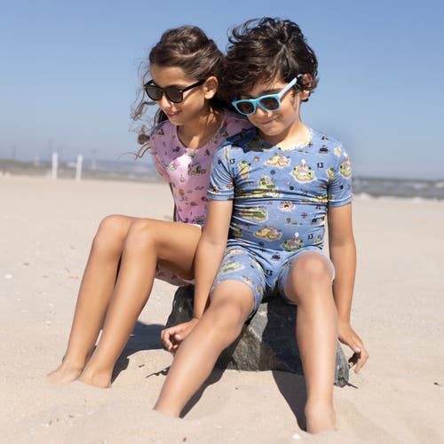 Bellabu Bear Pirate Cove Kids 2-piece Short Sleeve & Shorts Pajama Set In Blue