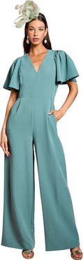 Coast Flutter Sleeve Plunge Jumpsuit