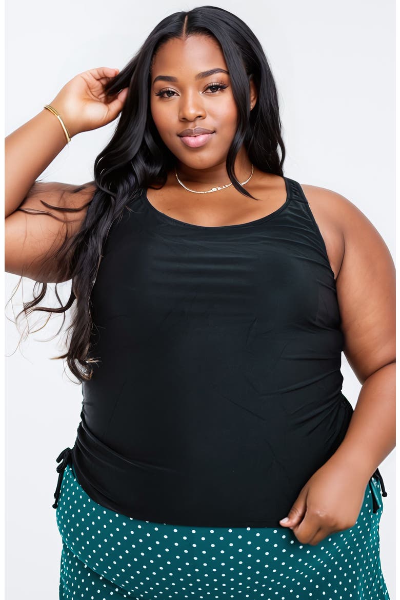 Plus Size Maya Tankini Swim Top With Built-in Bra, Main, color, Black