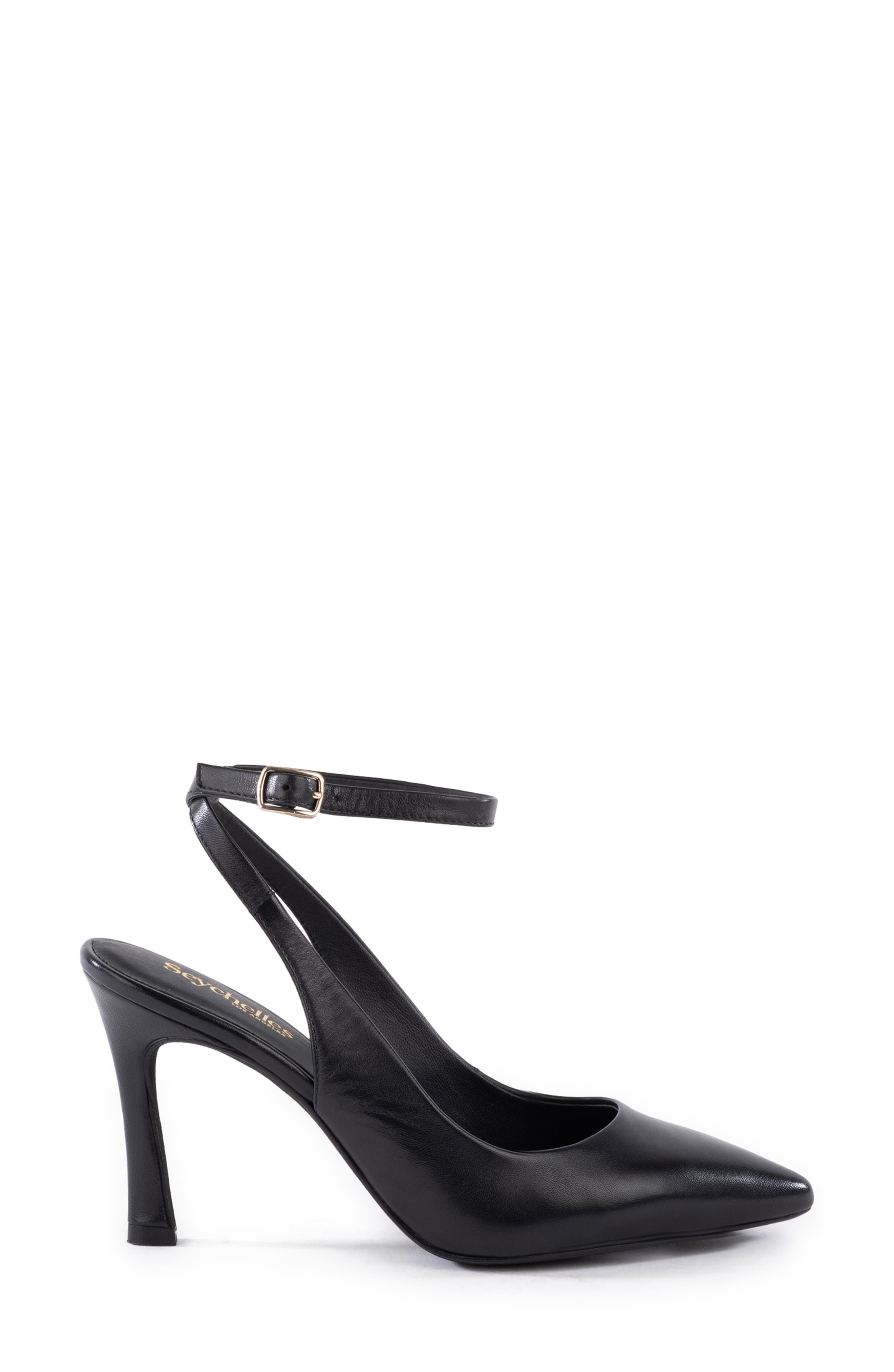 Seychelles Girl Boss Ankle Strap Pointed Toe Pump, Alternate, color, Black Leather