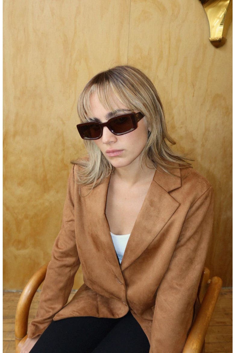 Palm Rectangular Polarized Sunglasses, Alternate, color, Brown