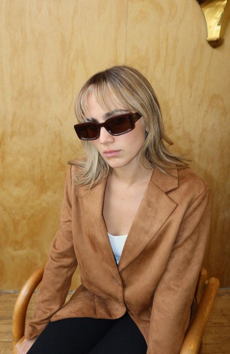 INDY Palm Rectangular Polarized Sunglasses, Alternate, color, Brown