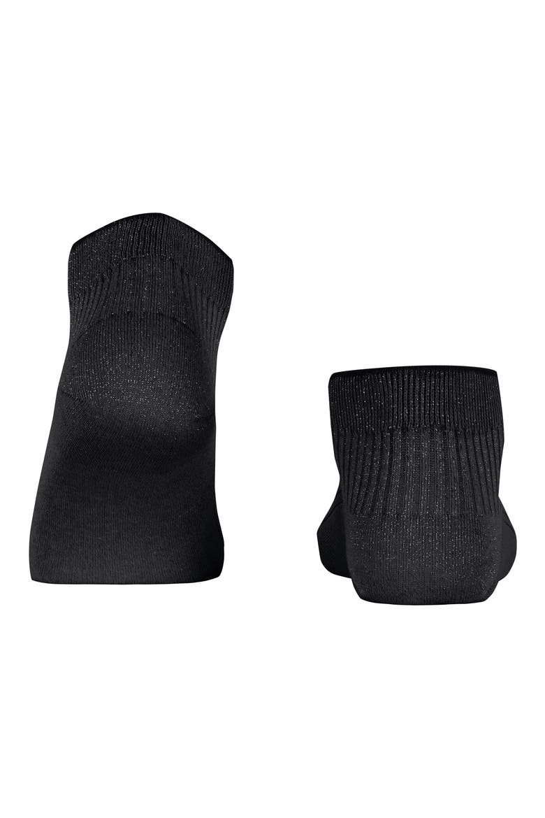 Metallic Rib Quarter Socks, Alternate, color, BLACK