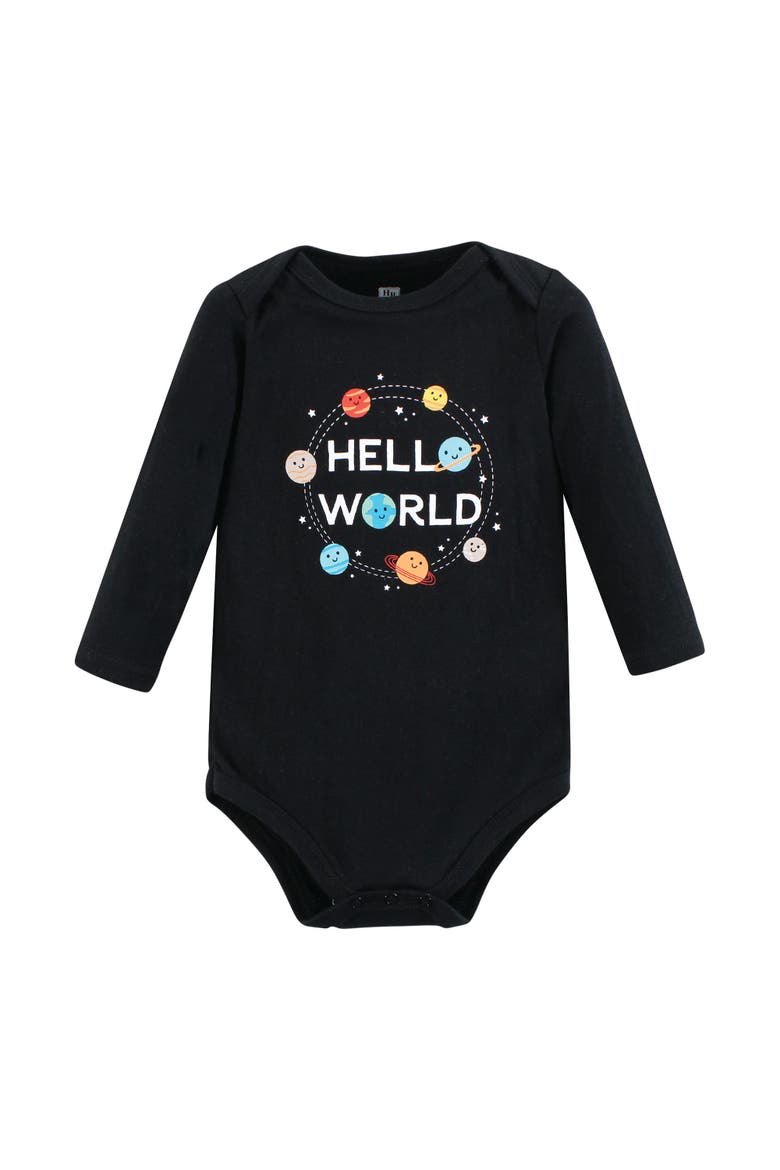 Cotton Long-Sleeve Bodysuits 7-Pack, Alternate, color, Happy Planets 7-Pack