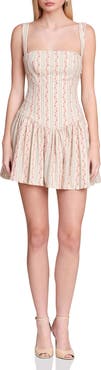 Avec Les Filles Floral Border Print Drop Waist Minidress