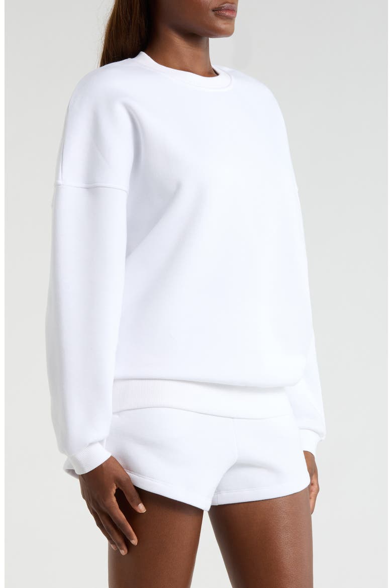 LuxeFleece Boyfriend Sweatshirt, Alternate, color, BRILLIANT WHITE