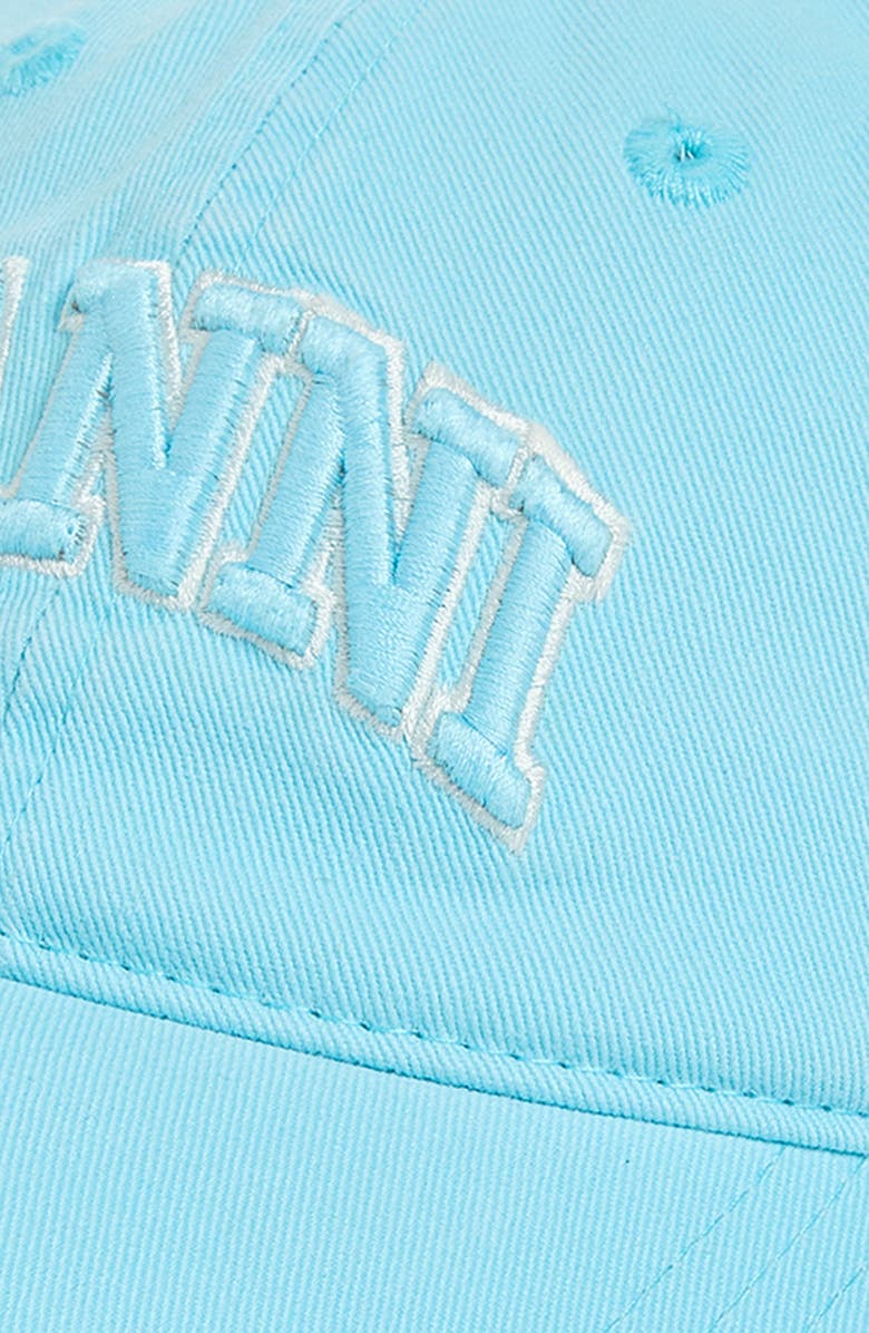 Ganni Washed Cotton Canvas Baseball Cap, Alternate, color, Iced Aqua