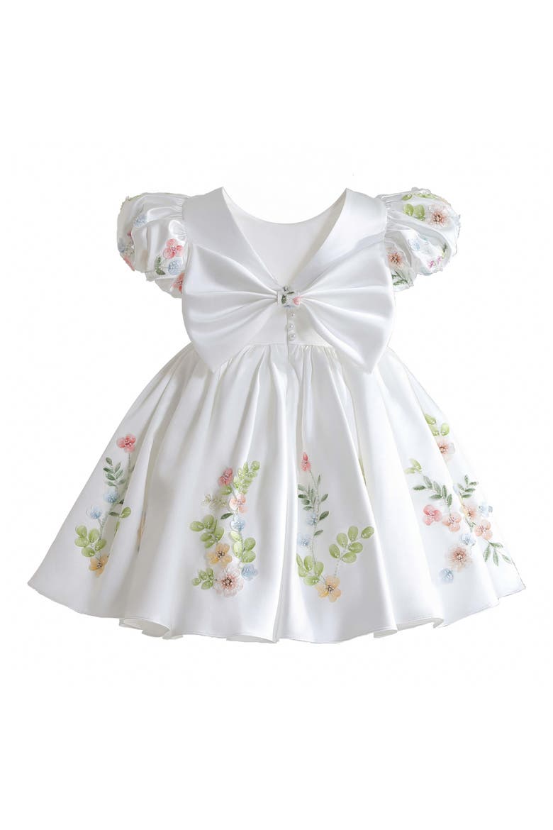 Kiara Floral Embroidered Dress, Alternate, color, White