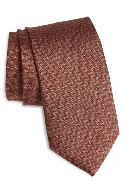 Red Mélange Silk Herringbone Tie