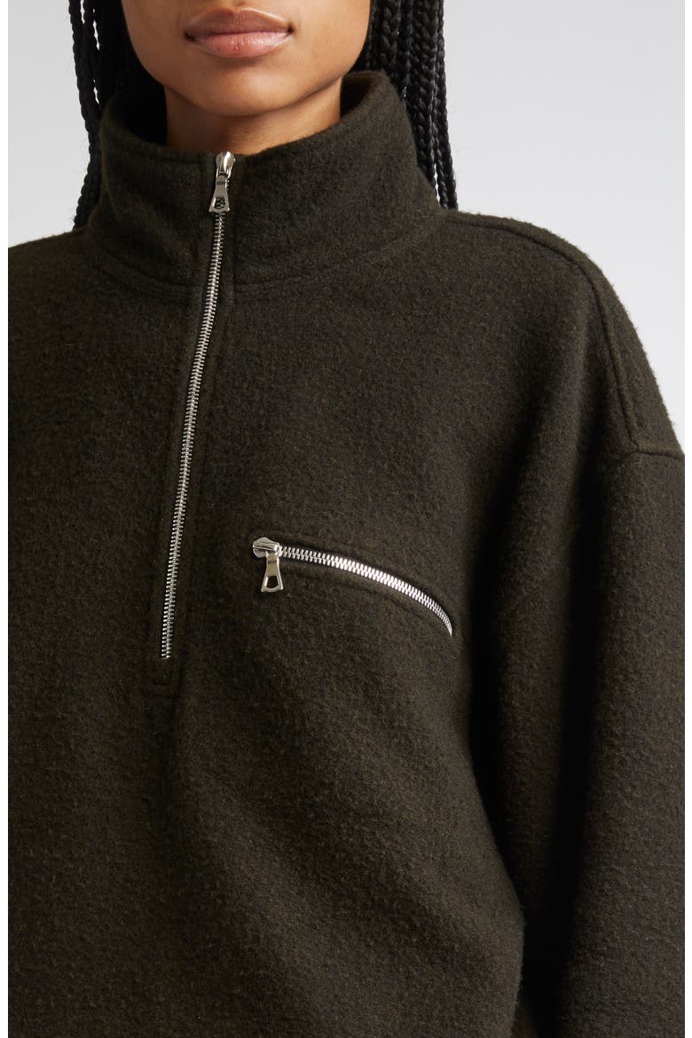 Wool Fleece Half Zip Sweatshirt, Alternate, color, TOURBE FLEECE