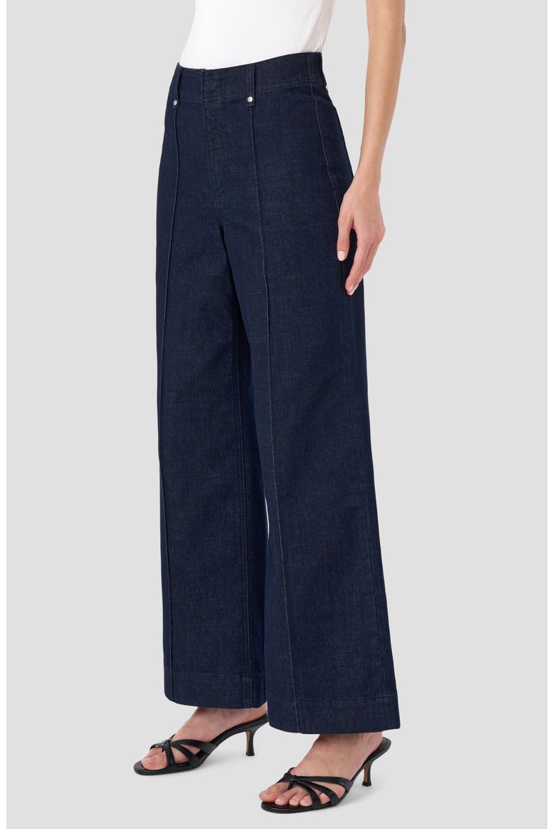 Pintuck High Waist Wide Leg Jeans, Alternate, color, DARK WASH