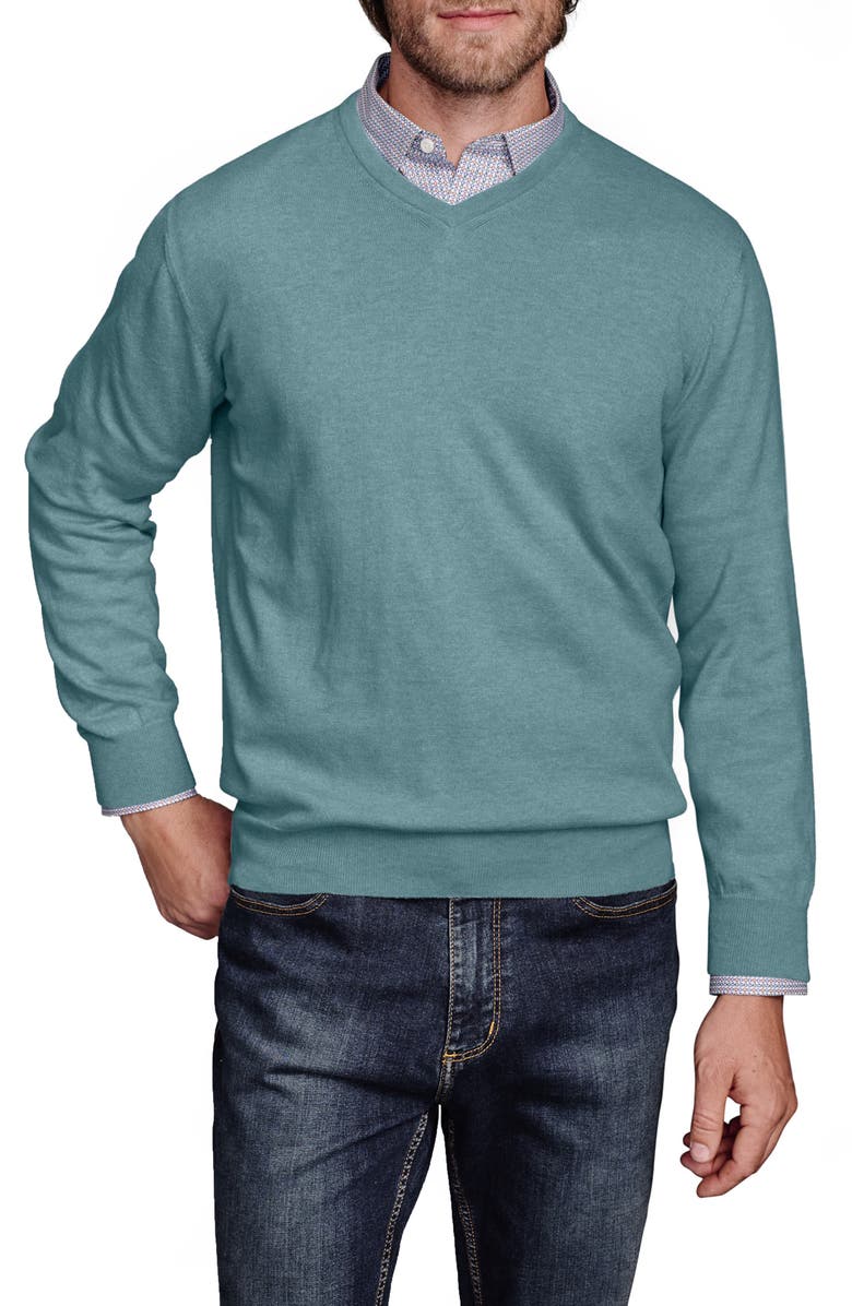 Johnston & Murphy Pima Cotton V-Neck Sweater, Main, color, 