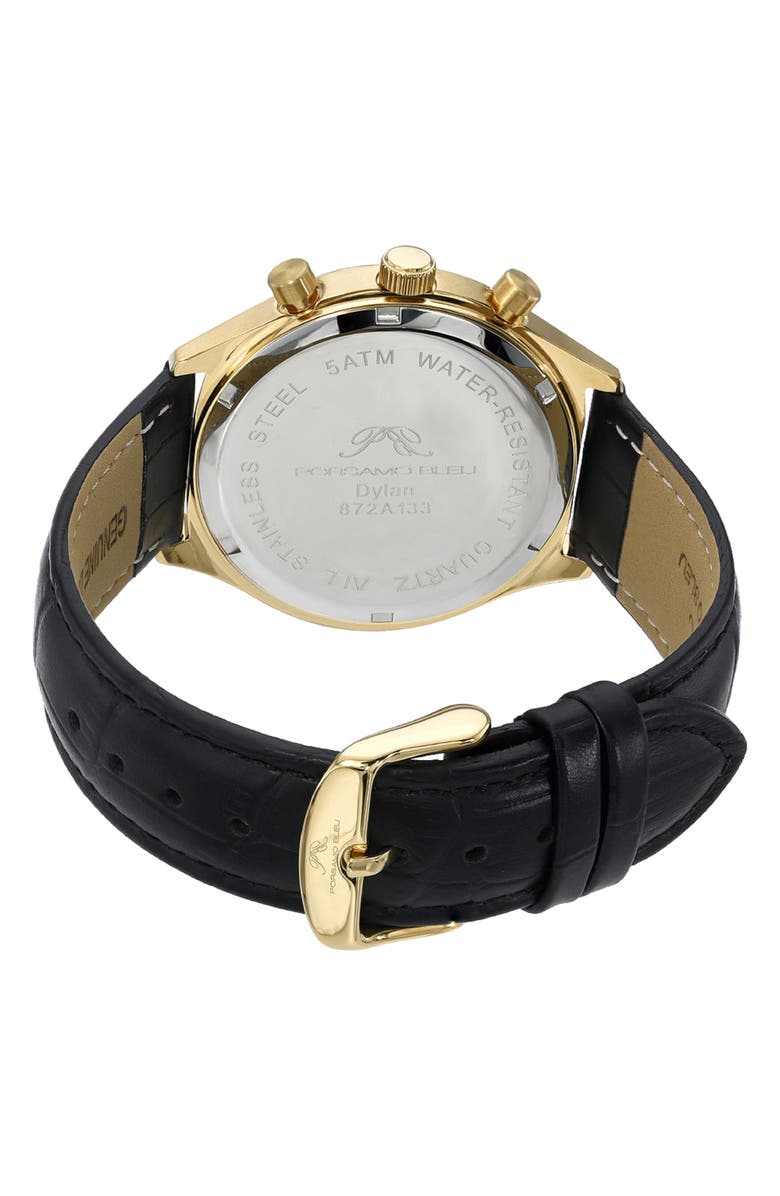 PORSAMO BLEU Men's Dylan Miyota Quartz Croc Embossed Leather Strap Watch, 41mm, Alternate, color, 