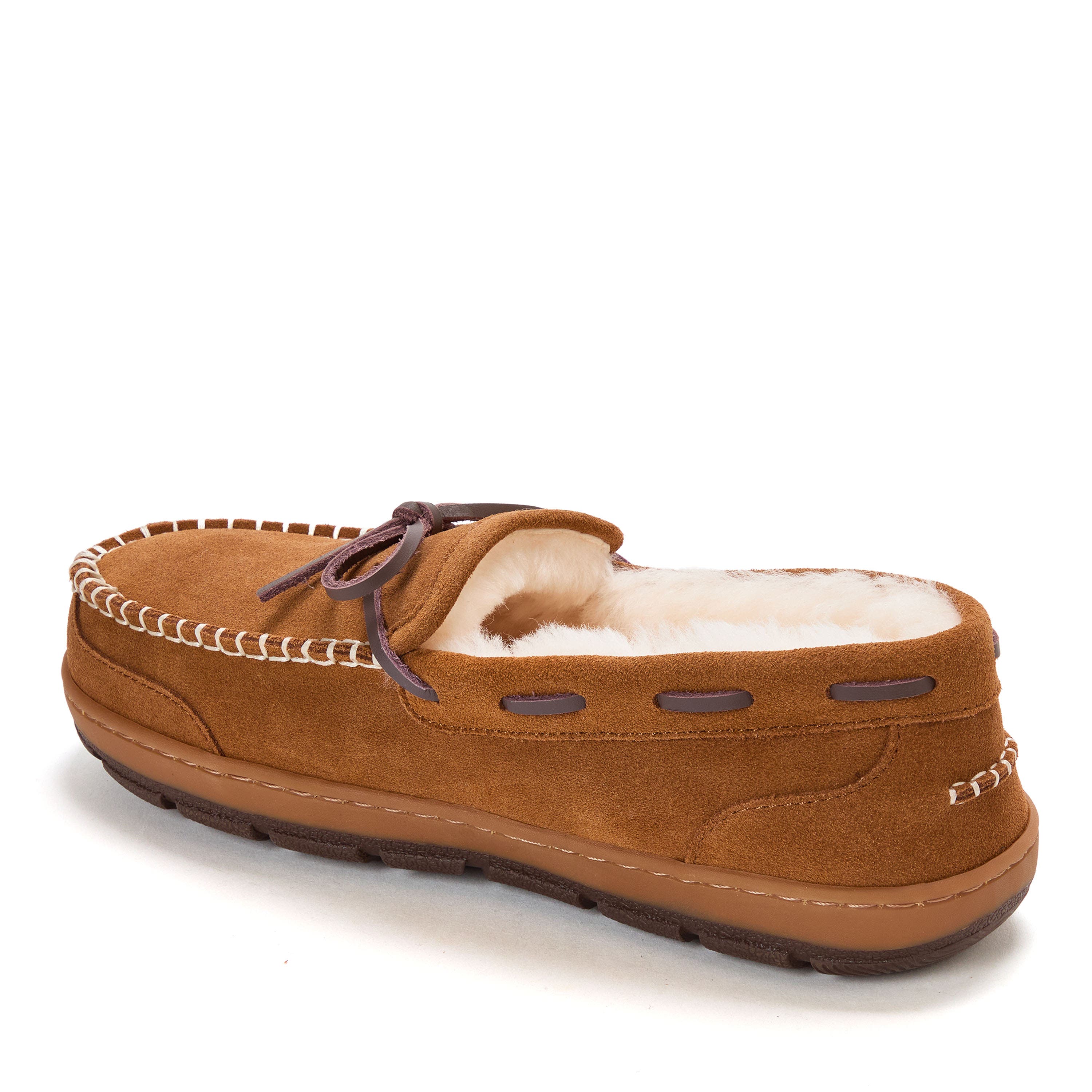 DEARFOAMS Fireside Forster Genuine Shearling Moccasin, Alternate, color, Chestnut
