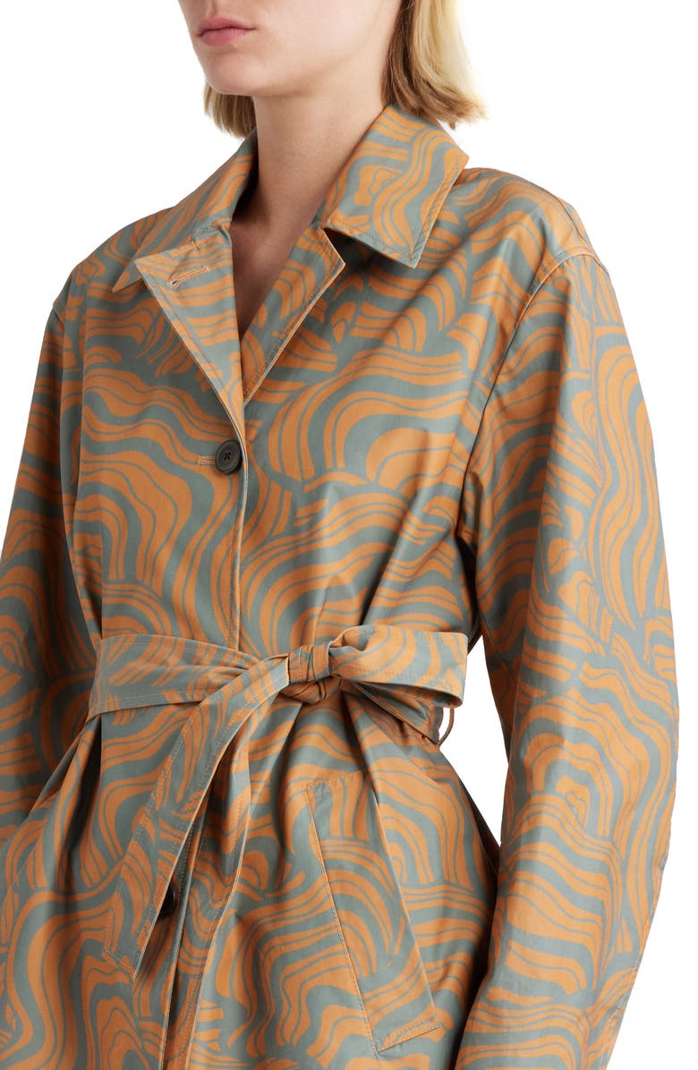 Dries Van Noten Ramblas Abstract Swirl Water Repellent Trench Coat, Alternate, color, 