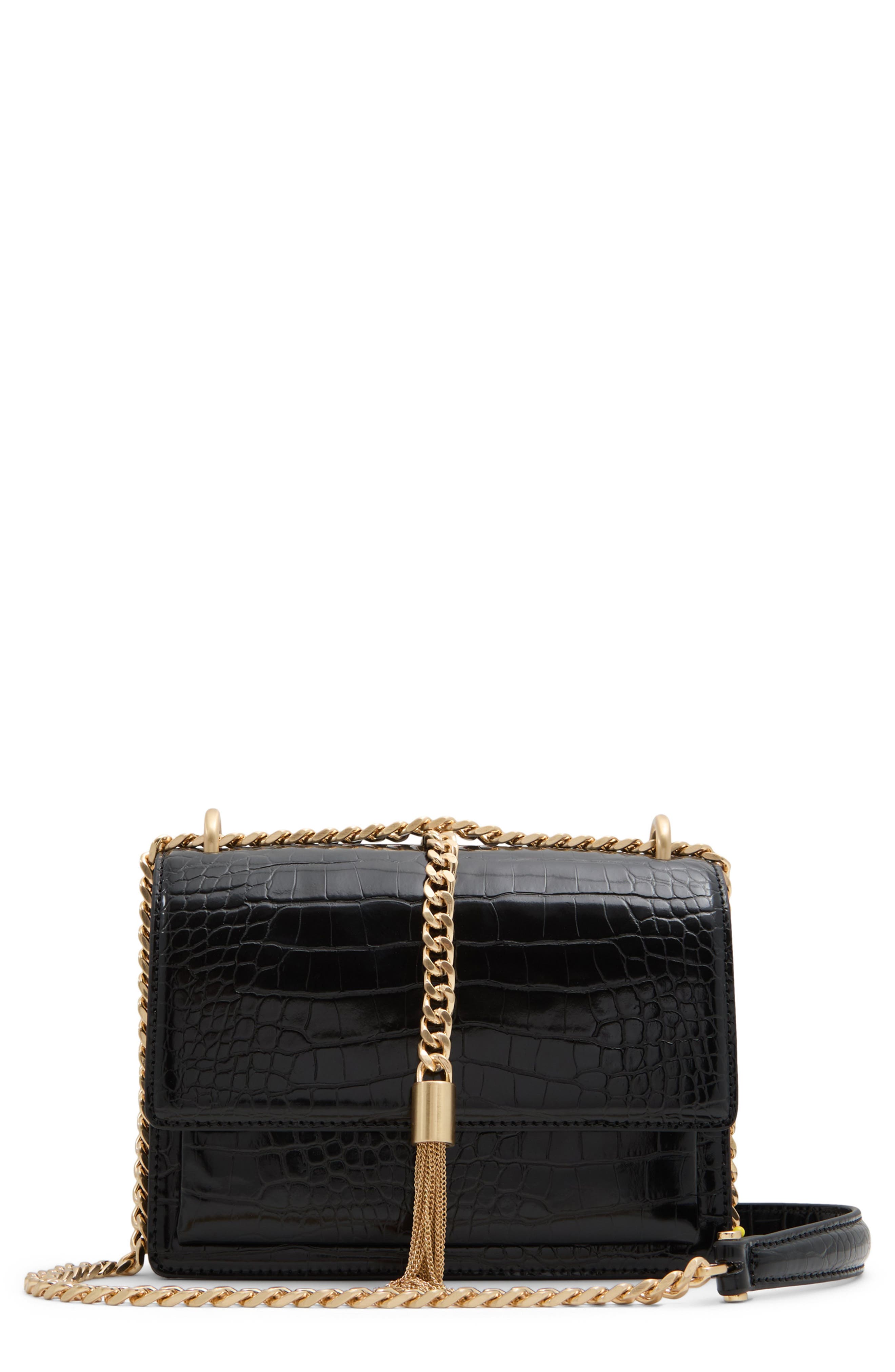 Miyabellx Croc Embossed Faux Leather Convertible Crossbody Bag