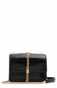 Miyabellx Croc Embossed Faux Leather Convertible Crossbody Bag