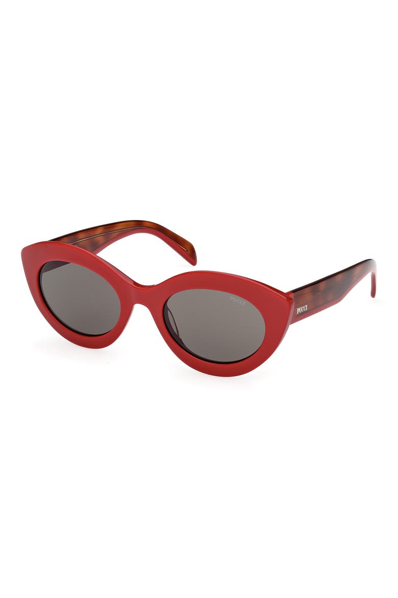 53mm Cat Eye Sunglasses, Alternate, color, SHINY RED / SMOKE