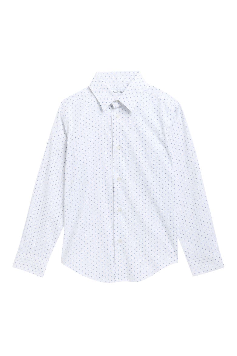 Kids' Double Dash Print Stretch Button-Down Shirt, Main, color, MED BLUE