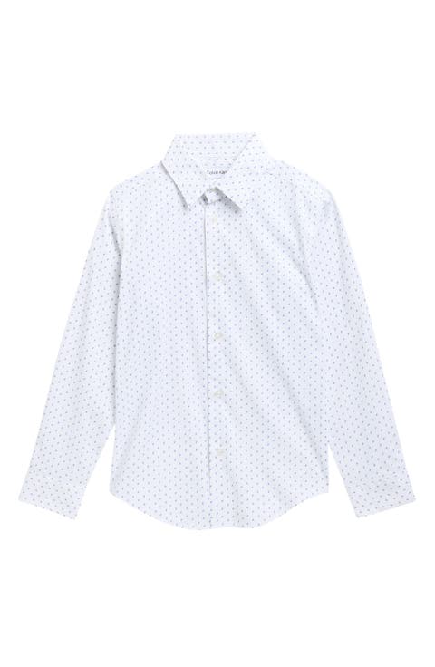 Kids' Double Dash Print Stretch Button-Down Shirt