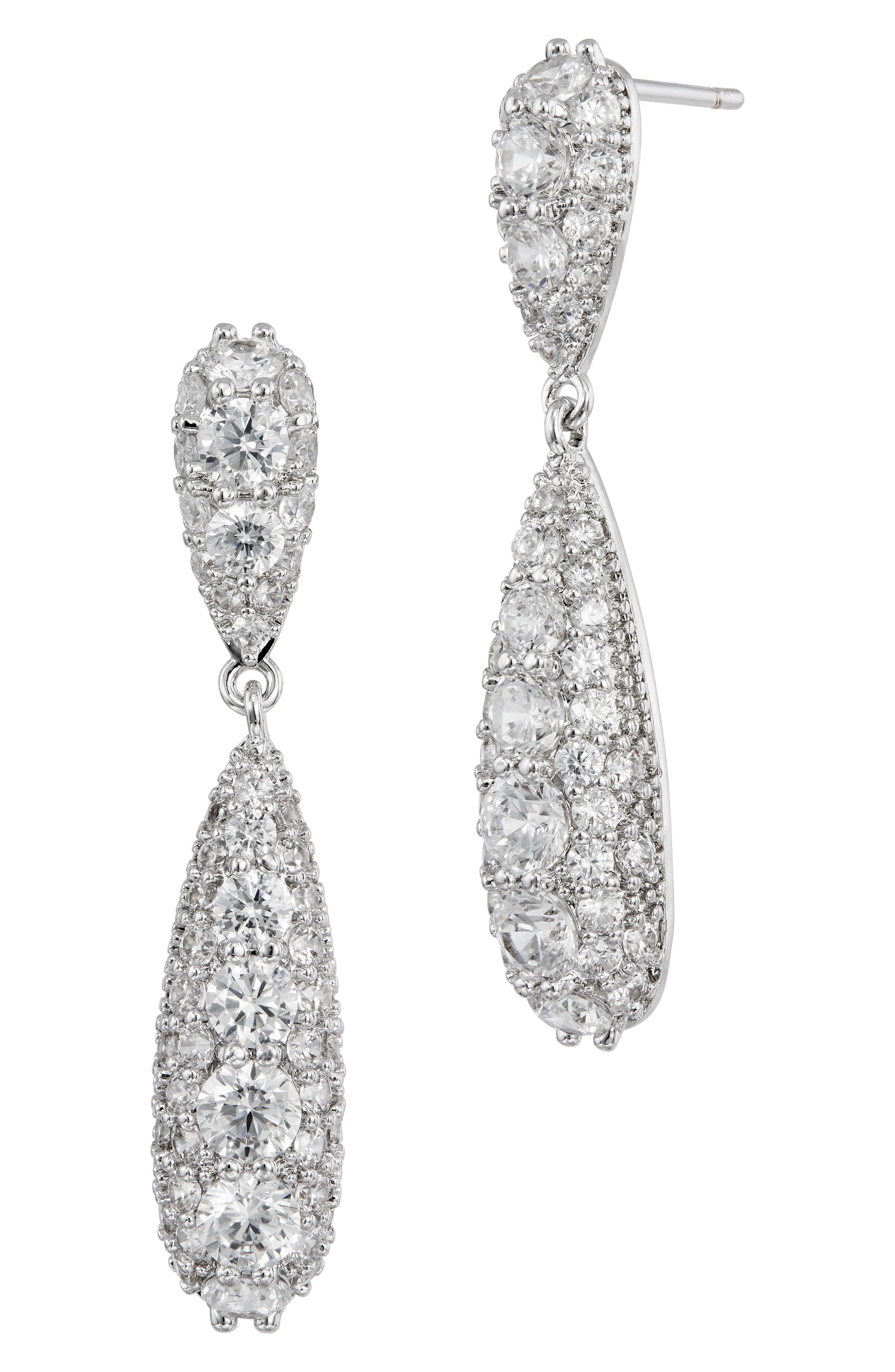 SAVVY CIE JEWELS Pavè Cubic Zirconia Briolette Drop Earrings