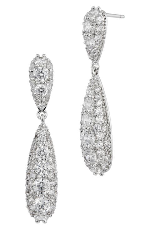 Pavè Cubic Zirconia Briolette Drop Earrings