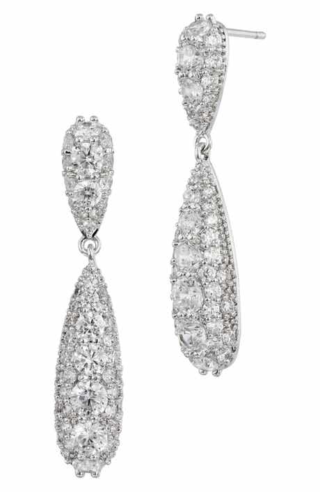 SAVVY CIE JEWELS Pavè Cubic Zirconia Briolette Drop Earrings