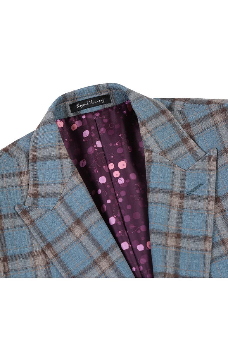 English Laundry Plaid Two Button Peak Lapel Wool Blend Trim Fit Suit, Alternate, color, 