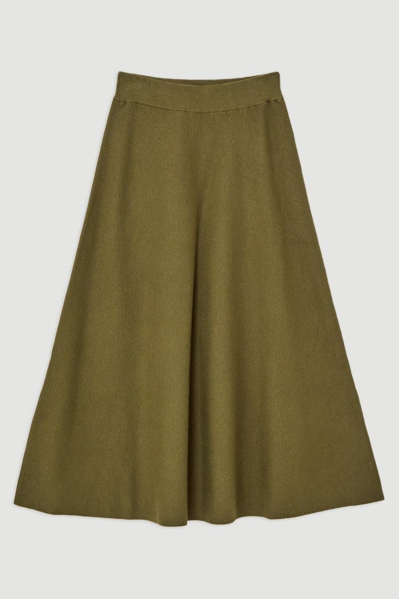 Milano Knit Full Midi Skirt, Alternate, color, Olive