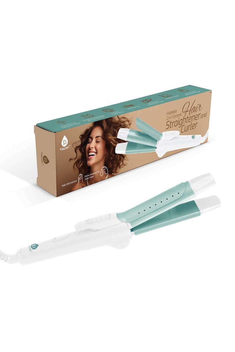 Hair Straightener and Curler, Alternate, color, Aqua