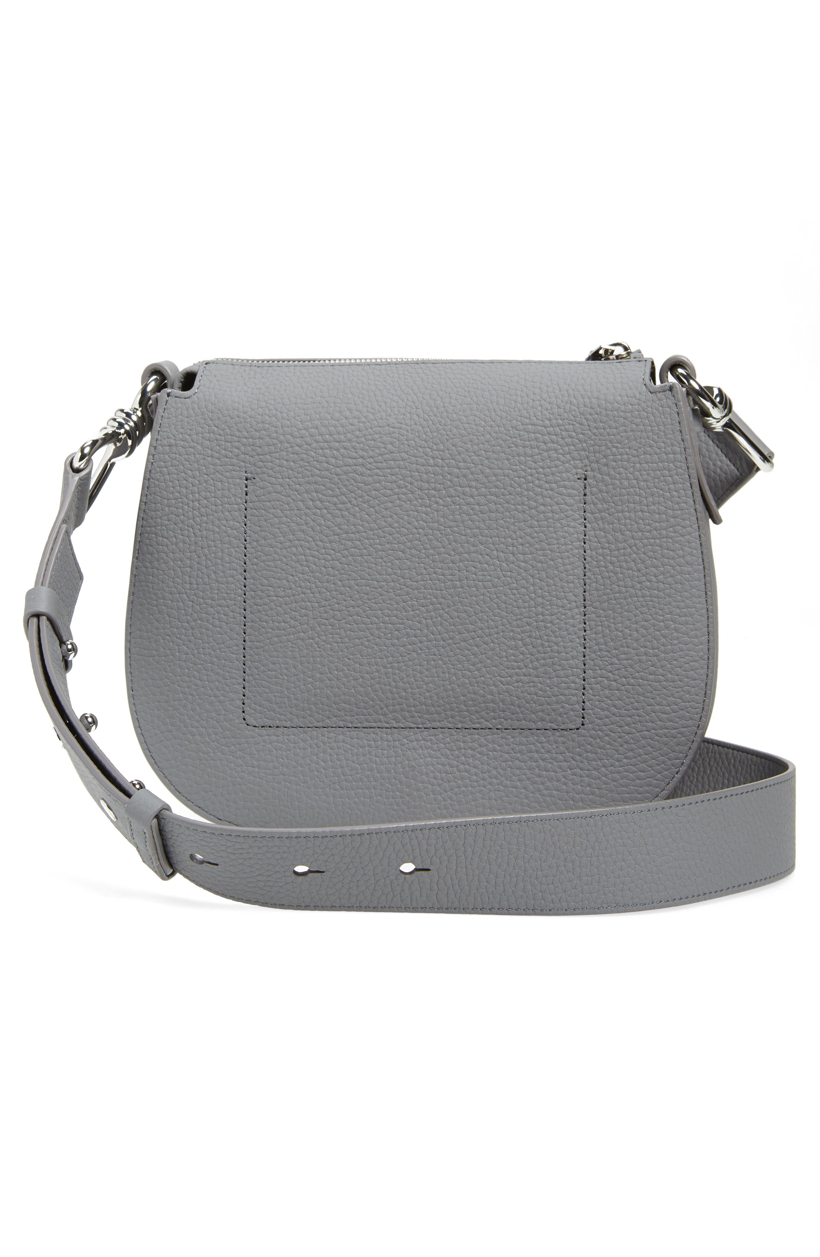 Captain Round Leather Crossbody Bag, Alternate, color, MIST GREY