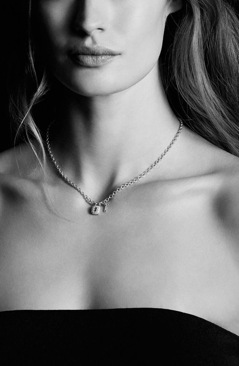 David Yurman 'Cable Collectibles<sup>®</sup>' Lock and Key Charm Necklace with Diamonds, Alternate, color, 