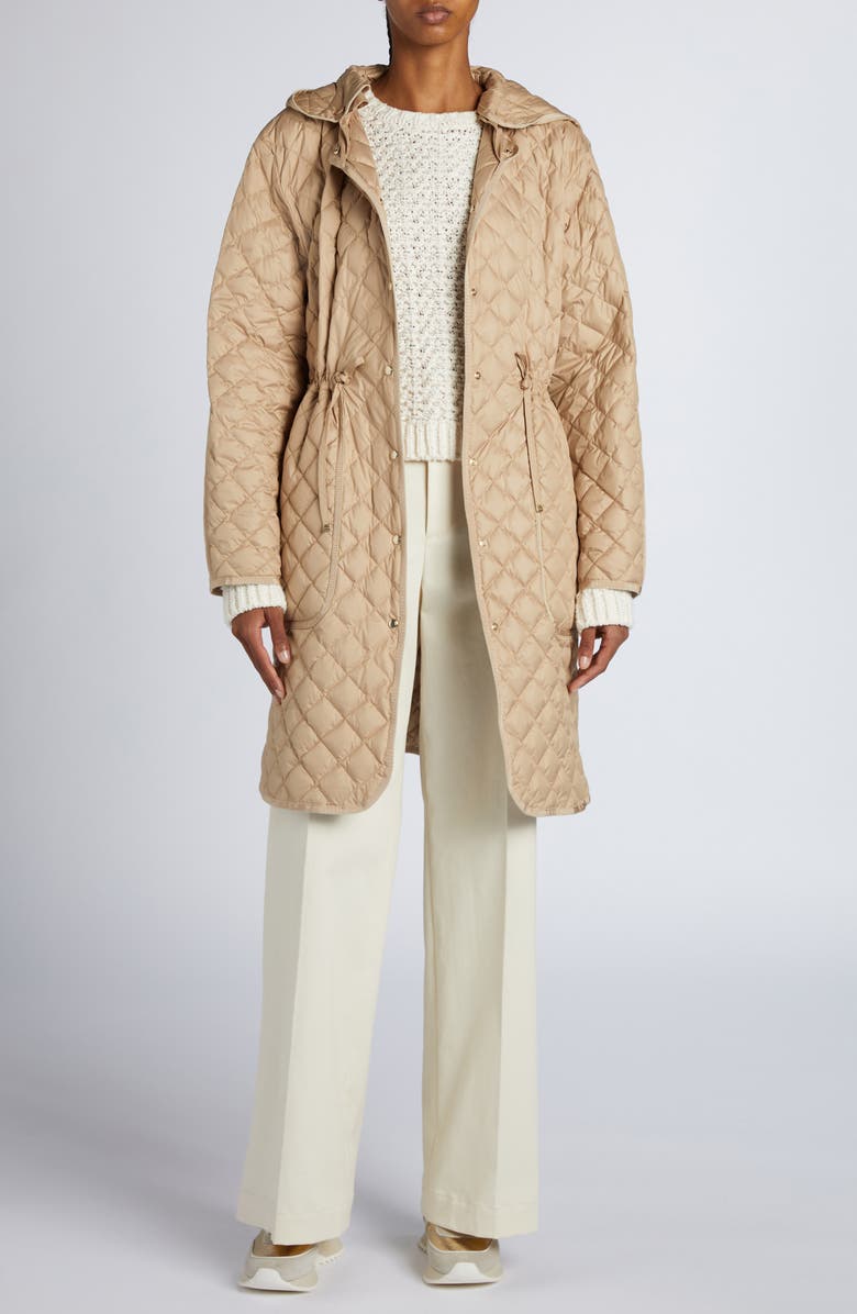 Moncler Etelan Down Long Parka, Alternate, color, Beige