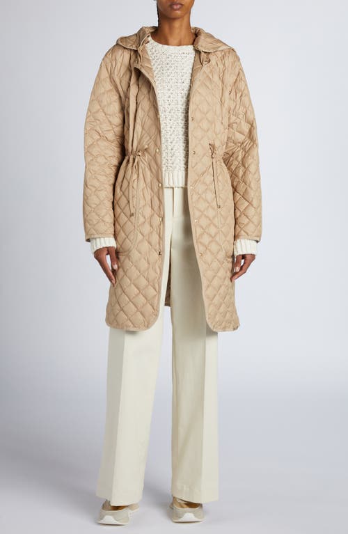 Shop Moncler Etelan Down Long Parka In Beige