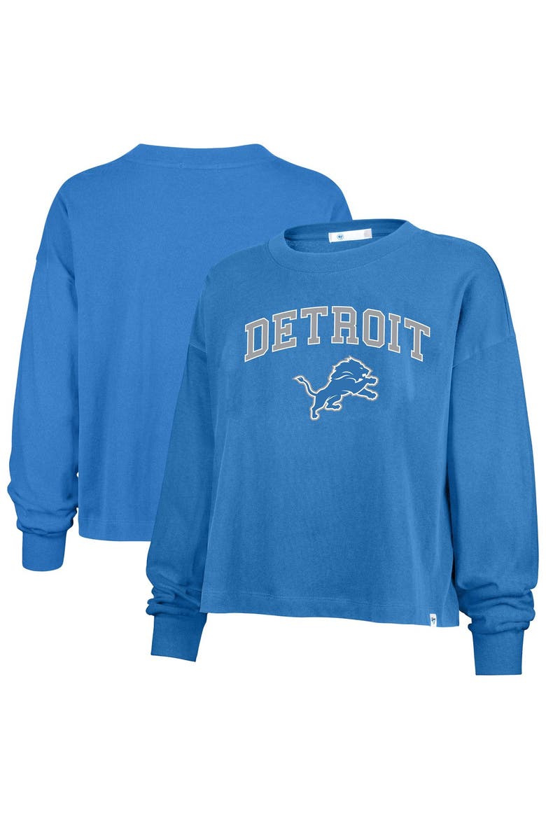 Women's '47 Blue Detroit Lions Plus Size Sydney Arch Game T-Shirt, Main, color, Blue