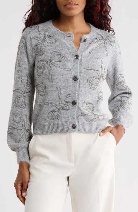 Bow Detail Embellished Cardigan