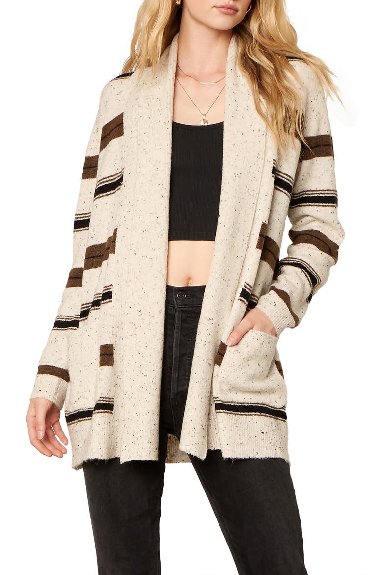 BB Dakota Take It In Stripe Open Cardigan, Main, color, OATMEAL