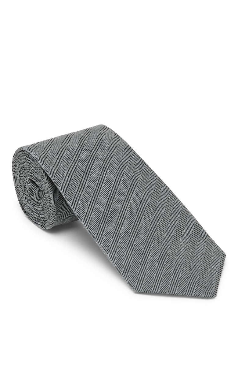 Brunello Cucinelli Herringbone necktie, Main, color, Grey