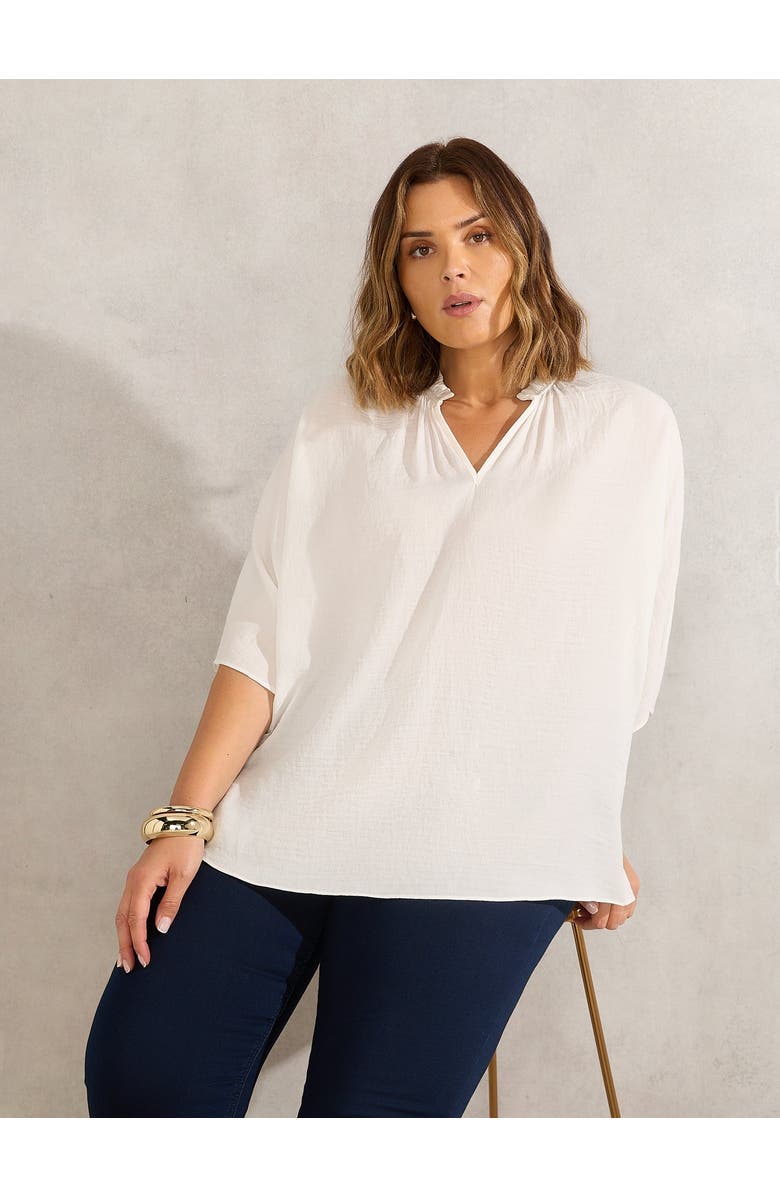 Live Unlimited Dolman Sleeve Gathered Neck Top, Main, color, Ivory