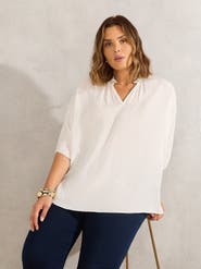Live Unlimited Dolman Sleeve Gathered Neck Top