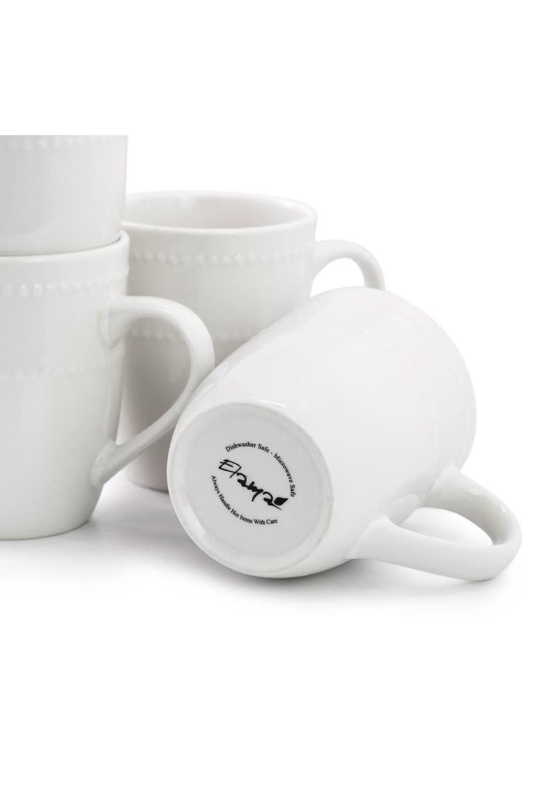 6 Piece Stoneware 12 Ounce Mug Set, Alternate, color, White