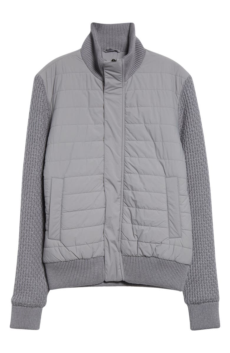 Herno Mixed Media Bomber Jacket, Alternate, color, 