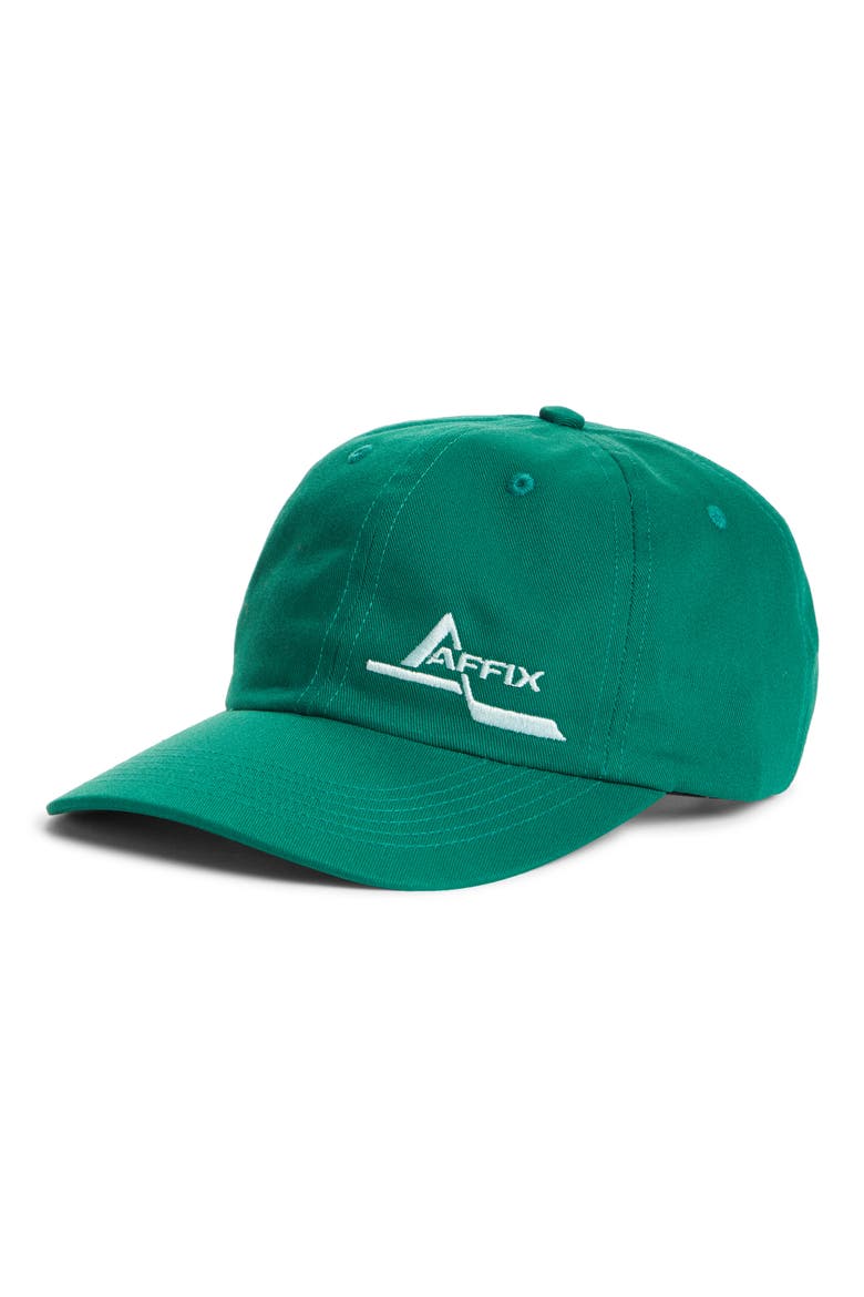 AFFIX Foley Sequence Embroidered Logo Baseball Cap, Main, color, GREEN