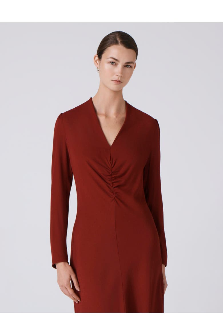 Cecelia Crepe V Neck Midi Dress, Alternate, color, Berry