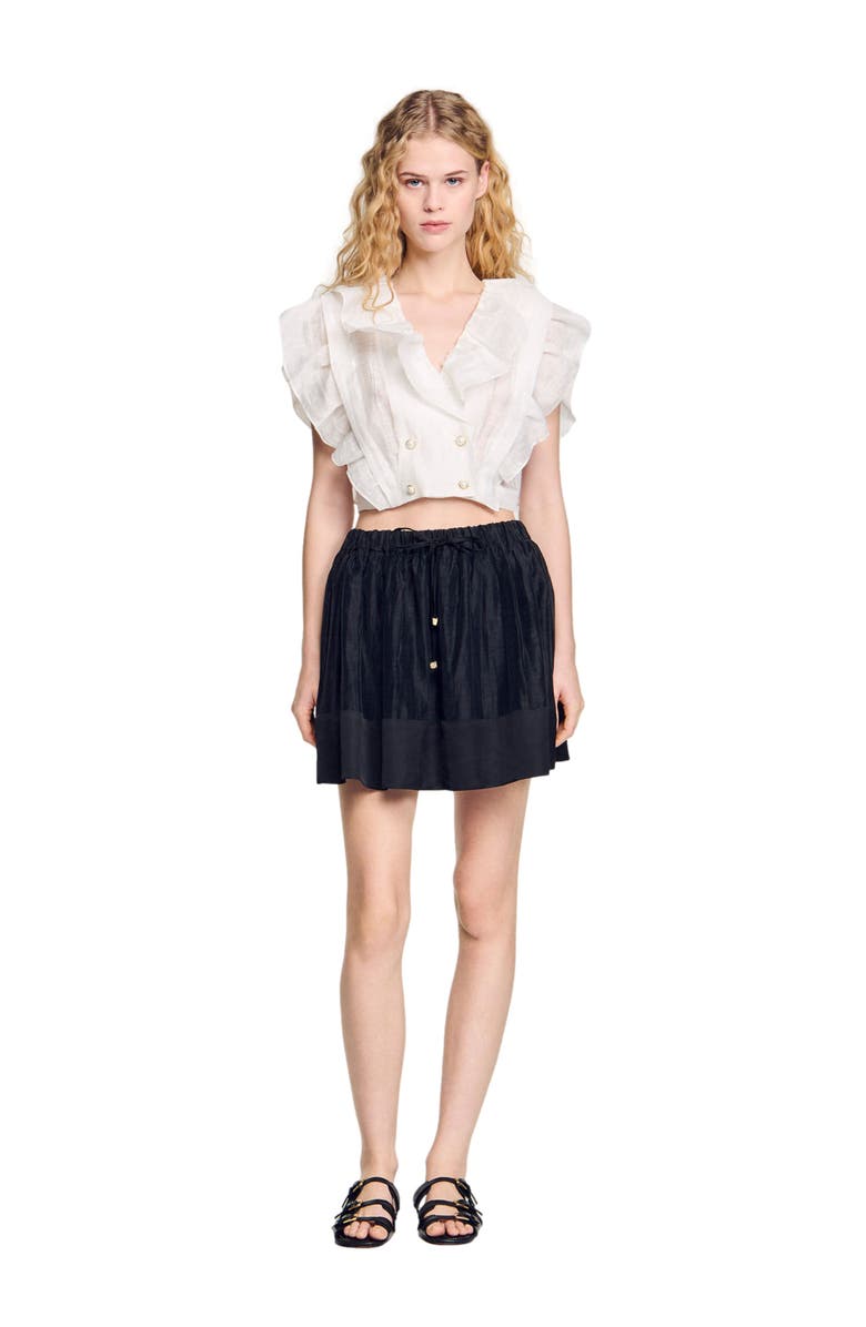 SANDRO Short dual-material skirt, Alternate, color, 