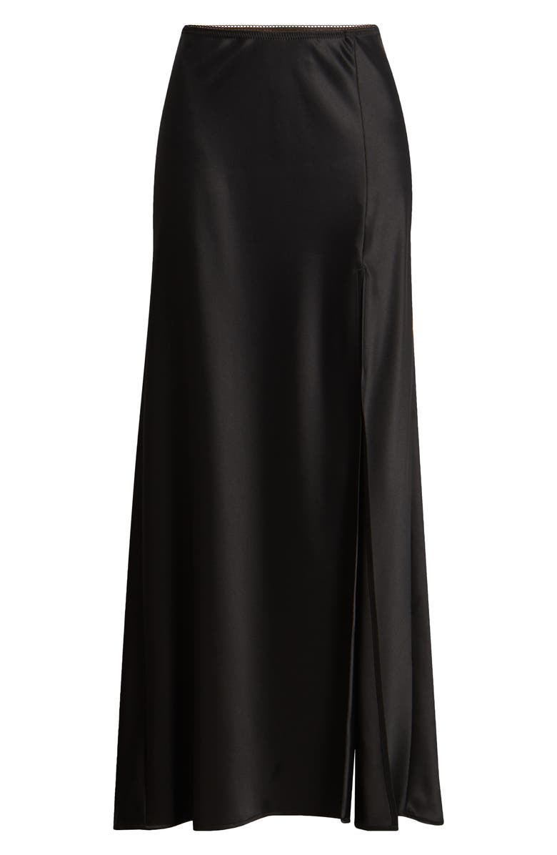Reformation Layla Satin Maxi Skirt, Alternate, color, Black